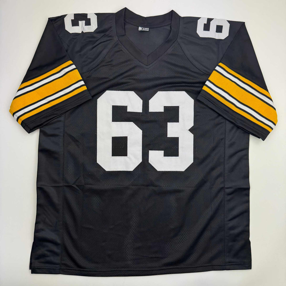 Autographed/Signed Dermontti Dawson HOF 12 Pittsburgh Black Football Jersey JSA COA