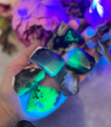 Volcano Agate Tumbled Freecubes, UV Green Fluorescent Minerals (ONLINE ORDER ONLY)
