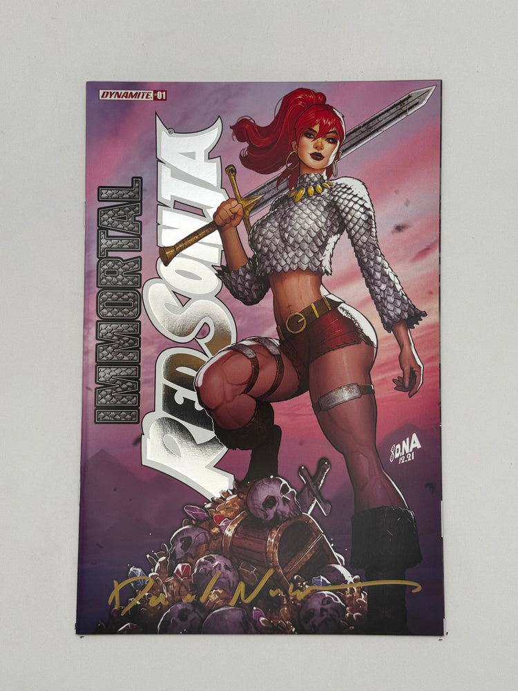 [SIGNED by David Nakayama] IMMORTAL RED SONJA #1 DAVID NAKAYAMA EXCLUSIVE FOIL STAMPED LOGO VAR (11/30/2022) (ONLINE ORDER ONLY)