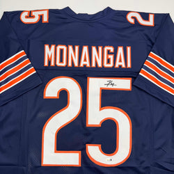 Autographed/Signed Kyle Monangai Chicago Blue Football Jersey JSA COA