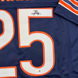 Autographed/Signed Kyle Monangai Chicago Blue Football Jersey JSA COA