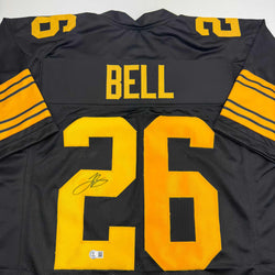 Autographed/Signed Le'Veon LeVeon Bell Pittsburgh Black Color Rush Football Jersey JSA COA