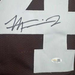 Autographed/Signed Harold Fannin Jr. Cleveland Football Brown Jersey JSA COA