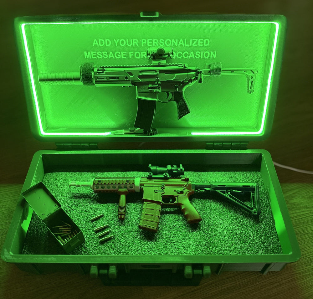 PRE-ORDER RC Hop Up Parts 1/3 Scale Replica Gun Case with LED RGB COB Lights | Fits Goat Guns® Models (ONLINE ORDER ONLY)