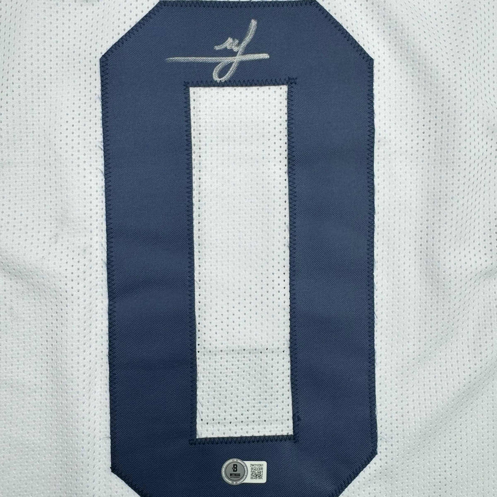Autographed/Signed Mike Sainristil Michigan White College Football Jersey Beckett BAS COA