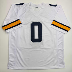 Autographed/Signed Mike Sainristil Michigan White College Football Jersey Beckett BAS COA