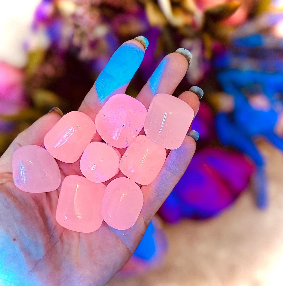 Tumbled Pink Calcite, UV Reactive, Glows Pink, Fluorescent Minerals (ONLINE ORDER ONLY)