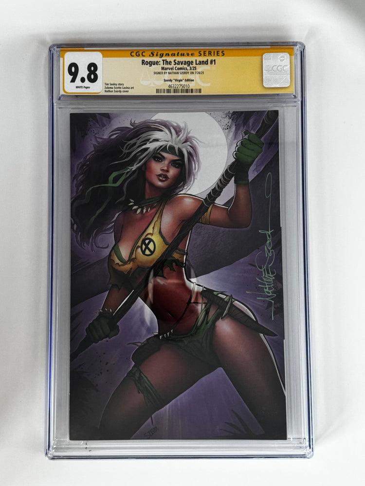 [Signed by Nathan Szerdy] Rogue The Savage Land #1 CGC 9.8 Yellow Label Szerdy Exclusive Virgin Var (ONLINE ORDER ONLY)