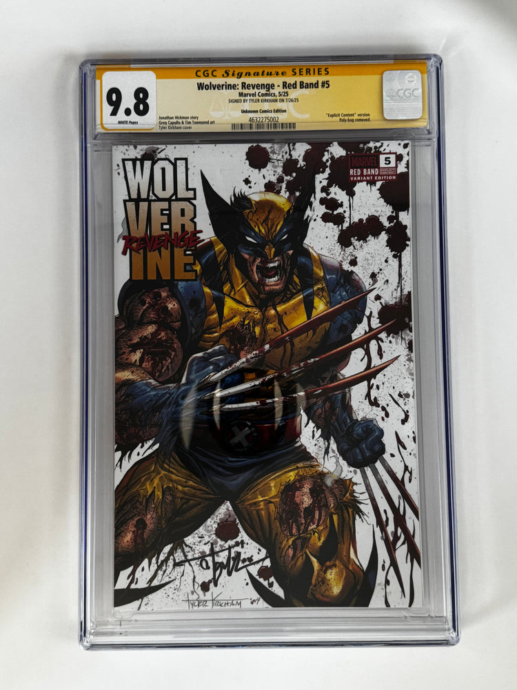 [Signed by Tyler Kirkham] Wolverine Revenge RB #5 CGC 9.8 Yellow Label Kirkham Battle Damaged Exclusive Var (ONLINE ORDER ONLY)