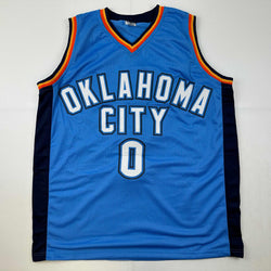 Facsimile Autographed Russell Westbrook Oklahoma City Blue Reprint Laser Auto Basketball Jersey Size Men's XL (ONLINE ORDER ONLY)