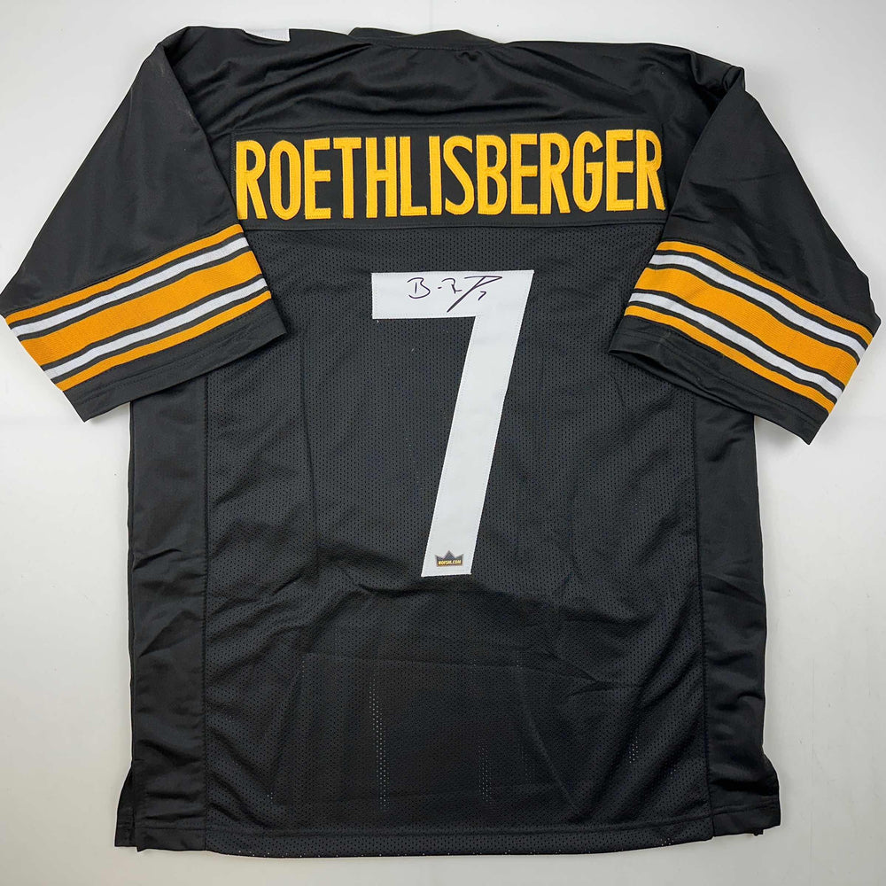 Facsimile Autographed Ben Roethlisberger Pittsburgh Black Reprint Laser Auto Football Jersey Size Men's XL (ONLINE ORDER ONLY)
