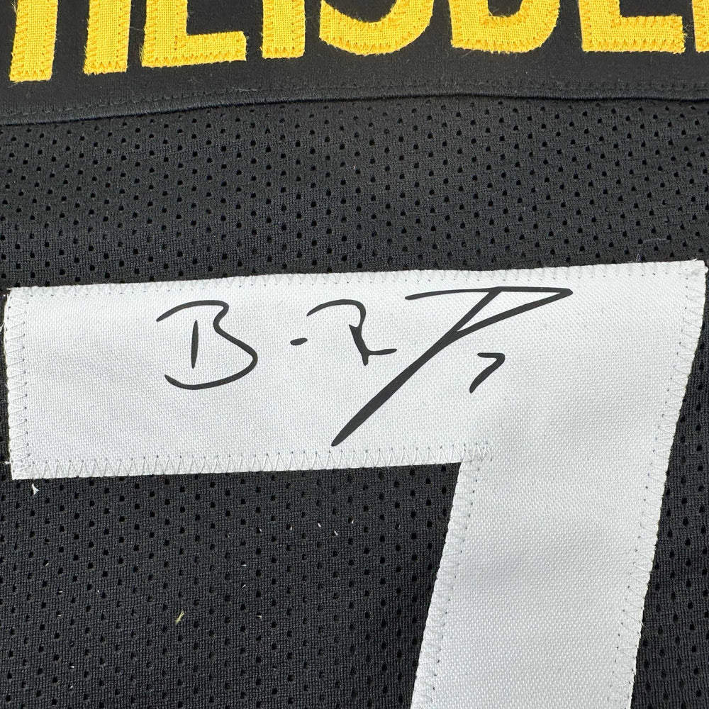 Facsimile Autographed Ben Roethlisberger Pittsburgh Black Reprint Laser Auto Football Jersey Size Men's XL (ONLINE ORDER ONLY)