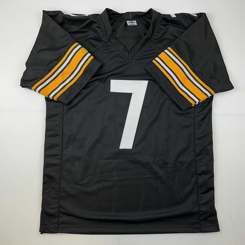 Facsimile Autographed Ben Roethlisberger Pittsburgh Black Reprint Laser Auto Football Jersey Size Men's XL (ONLINE ORDER ONLY)