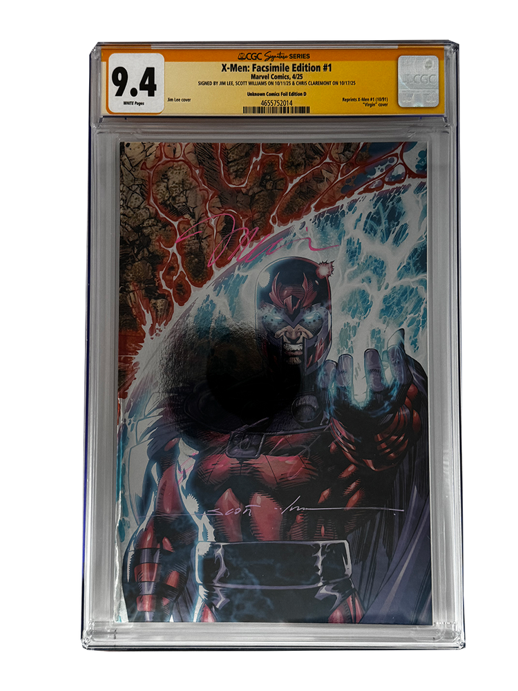 [TRIPLE SIGNED CGC YELLOW LABEL 4 PACK FOIL] X-Men 1991 #1 Facsimile Jim Lee | Claremont |  Williams Cover Var [Set #1] (ONLINE ORDER ONLY)