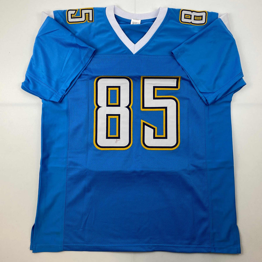 Facsimile Autographed Antonio Gates Los Angeles LA Powder Blue Reprint Laser Auto Football Jersey Size Men's XL (ONLINE ORDER ONLY)