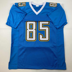 Facsimile Autographed Antonio Gates Los Angeles LA Powder Blue Reprint Laser Auto Football Jersey Size Men's XL (ONLINE ORDER ONLY)
