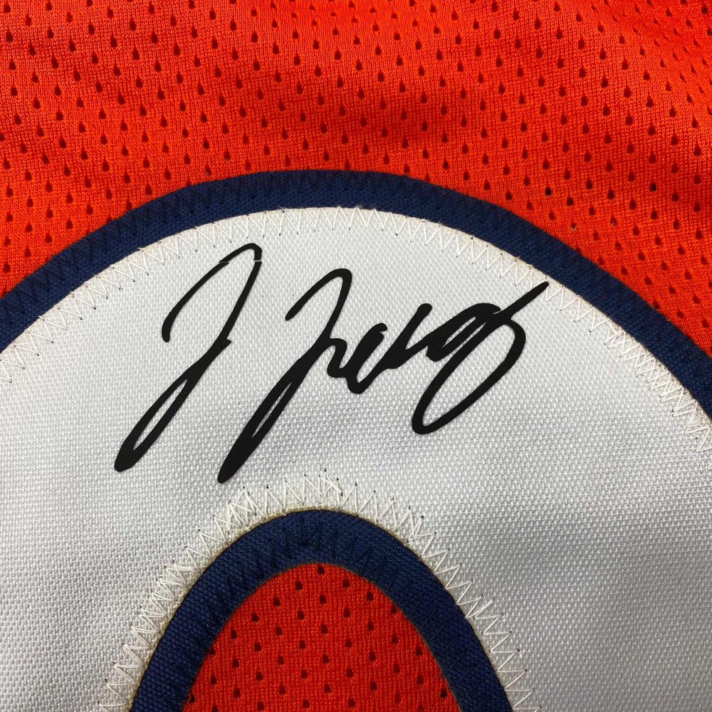 Facsimile Autographed Jerry Jeudy Denver Orange Reprint Laser Auto Football Jersey Size Men's XL (ONLINE ORDER ONLY)
