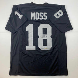 Facsimile Autographed Randy Moss Oakland Las Vegas Black Reprint Laser Auto Football Jersey Size Men's XL (ONLINE ORDER ONLY)