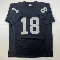 Facsimile Autographed Randy Moss Oakland Las Vegas Black Reprint Laser Auto Football Jersey Size Men's XL (ONLINE ORDER ONLY)