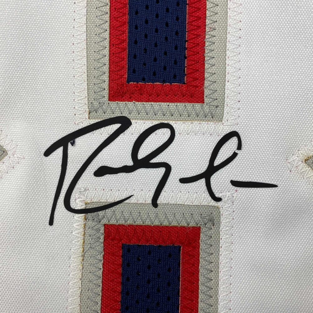 Facsimile Autographed Randy Moss New England Blue Reprint Laser Auto Football Jersey Size Men's XL (ONLINE ORDER ONLY)