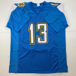 Facsimile Autographed Keenan Allen Los Angeles LA Powder Blue Reprint Laser Auto Football Jersey Size Men's XL (ONLINE ORDER ONLY)