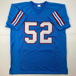 Facsimile Autographed Robert Brazile Houston Blue Reprint Laser Auto Football Jersey Size Men's XL (ONLINE ORDER ONLY)