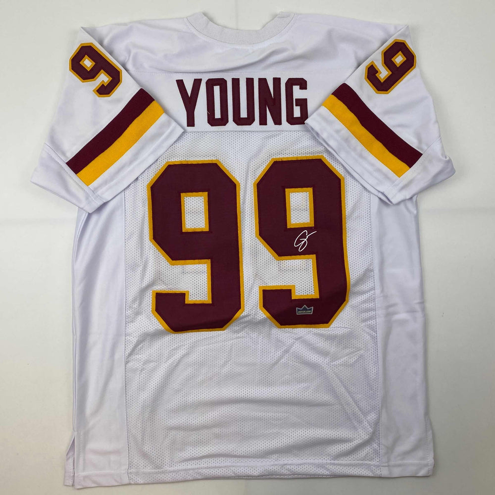Facsimile Autographed Chase Young Washington White Reprint Laser Auto Football Jersey Size Men's XL (ONLINE ORDER ONLY)
