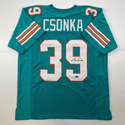 Facsimile Autographed Larry Csonka Miami Teal Reprint Laser Auto Football Jersey Size Men's XL (ONLINE ORDER ONLY)