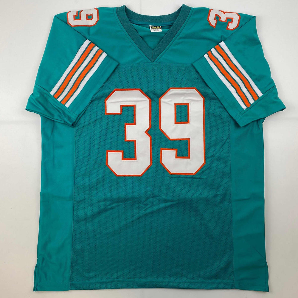 Facsimile Autographed Larry Csonka Miami Teal Reprint Laser Auto Football Jersey Size Men's XL (ONLINE ORDER ONLY)