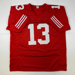 Facsimile Autographed Brock Purdy San Francisco Red Reprint Laser Auto Football Jersey Size Men's XL (ONLINE ORDER ONLY)