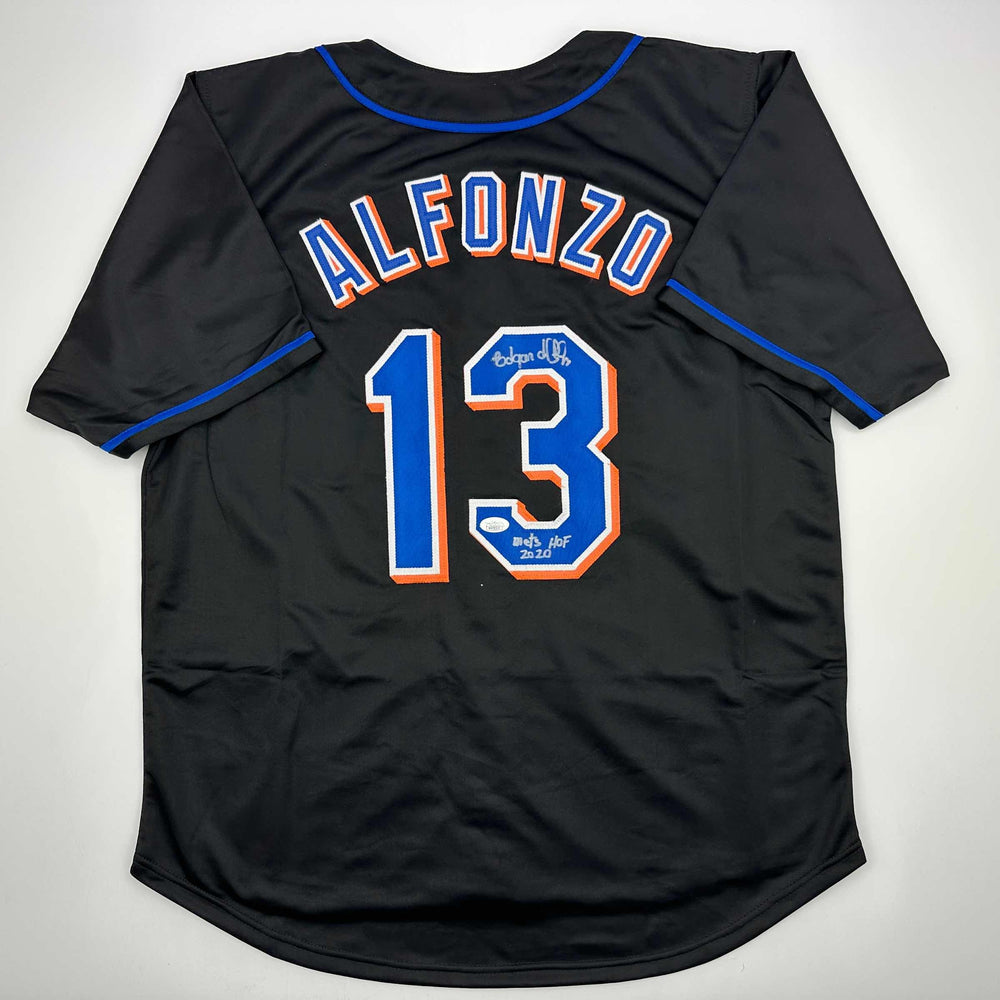 Autographed/Signed Edgardo Alfonzo New York Black Baseball Jersey JSA COA (ONLINE ORDER ONLY)