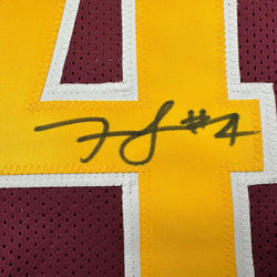 Autographed/Signed Frankie Luvu Washington Burgundy Football Jersey Beckett BAS COA