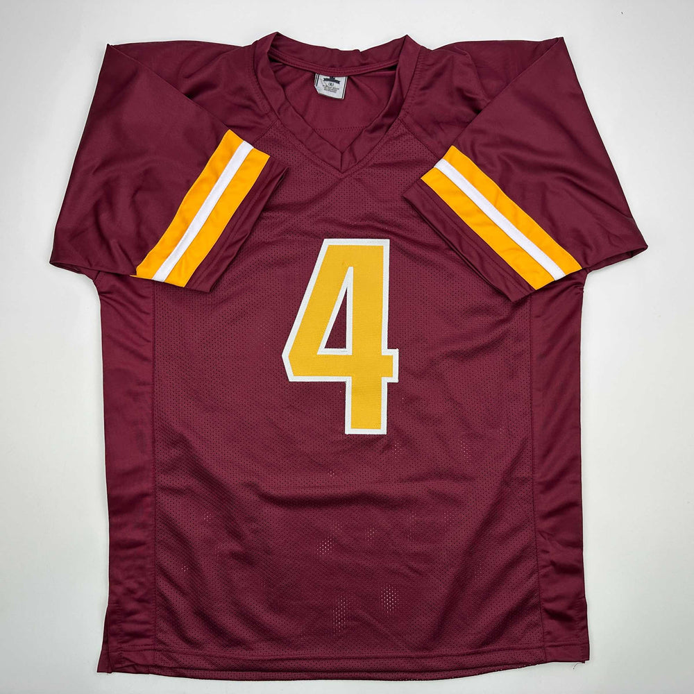 Autographed/Signed Frankie Luvu Washington Burgundy Football Jersey Beckett BAS COA