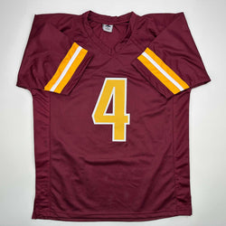 Autographed/Signed Frankie Luvu Washington Burgundy Football Jersey Beckett BAS COA