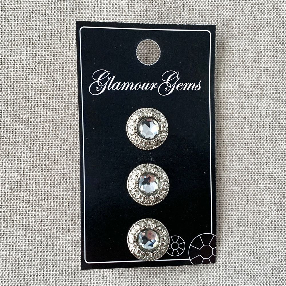 5232 Fancy - Glamour Gems - Shank Button - 16mm - Silver Clear (ONLINE ORDER ONLY)