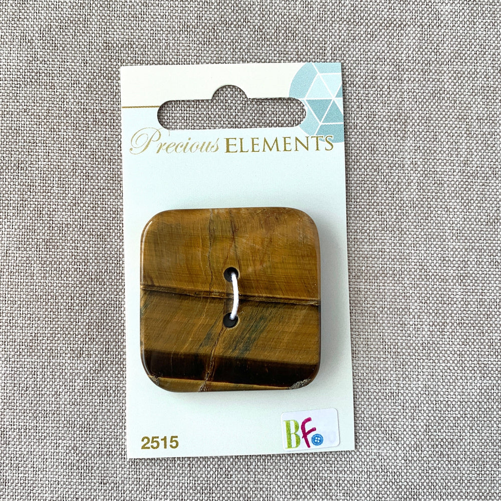 Tigers Eye - Precious Elements - 2 Hole - 38mm - Brown (ONLINE ORDER ONLY)
