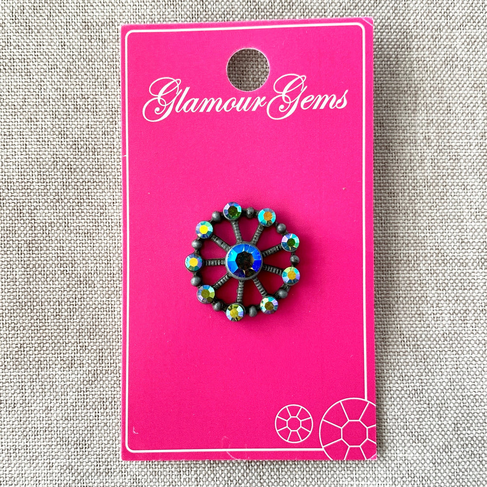 5218 AB - Glamour Gems - Shank Button - 22mm - Black AB (ONLINE ORDER ONLY)
