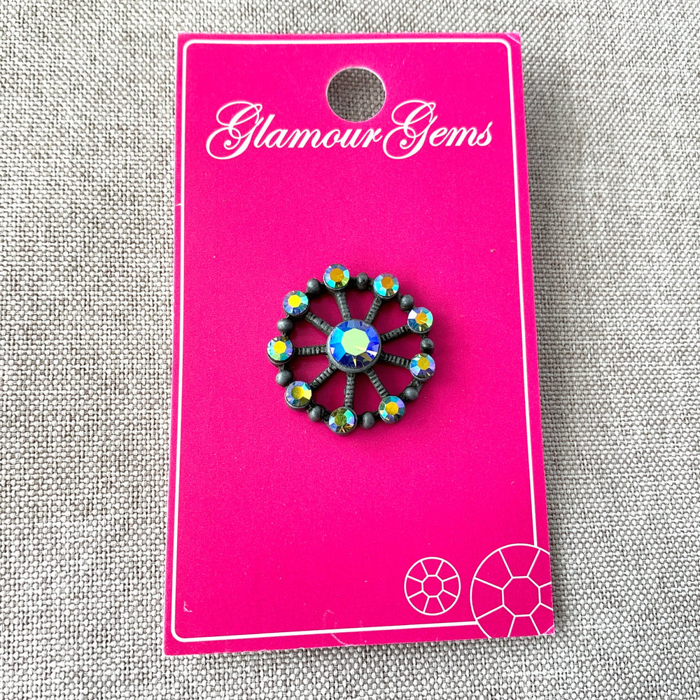 5218 AB - Glamour Gems - Shank Button - 22mm - Black AB (ONLINE ORDER ONLY)