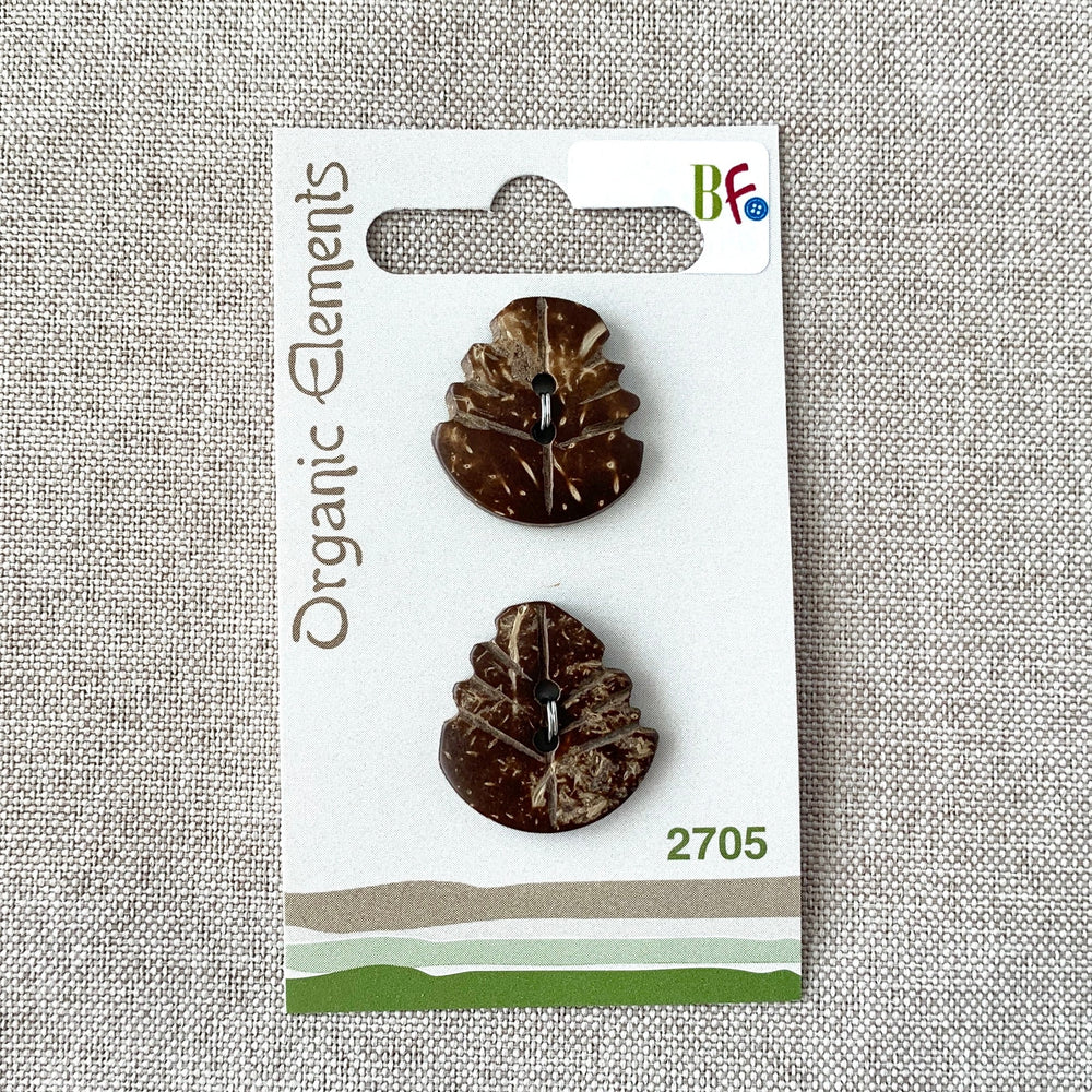 Coconut Leaf - Organic Elements - 2 Hole - 22mm - Brown (ONLINE ORDER ONLY)