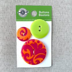 Damask Bright - Loops and Threads - 2 Hole - Assorted Sizes - Orange Pink Green (ONLINE ORDER ONLY)