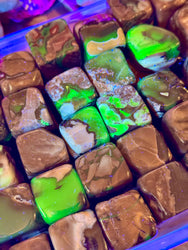 Cheap Volcano Agate Tumbled Cubes, UV Green Fluorescent Minerals (ONLINE ORDER ONLY)