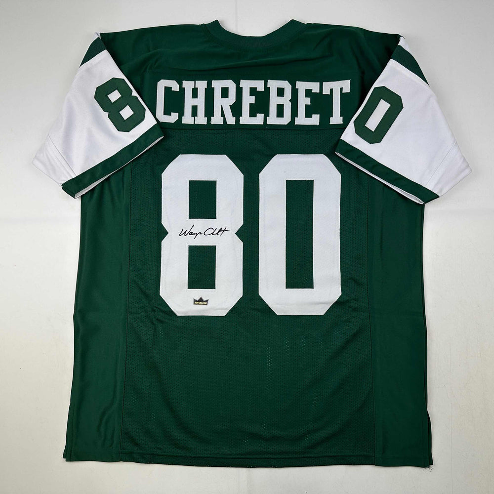 Facsimile Autographed Wayne Chrebet New York Green Reprint Laser Auto Football Jersey Size Men's XL (ONLINE ORDER ONLY)