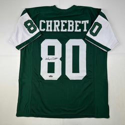 Facsimile Autographed Wayne Chrebet New York Green Reprint Laser Auto Football Jersey Size Men's XL (ONLINE ORDER ONLY)
