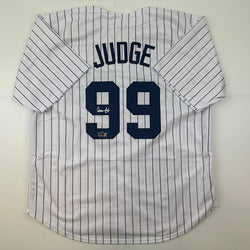 Facsimile Autographed Aaron Judge New York Pinstripe Reprint Laser Auto Baseball Jersey Size Men's XL (ONLINE ORDER ONLY)