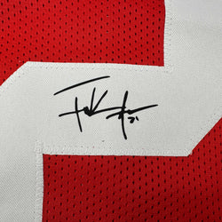 Framed Facsimile Autographed Frank Gore 35x39 San Francisco Red Reprint Laser Auto Football Jersey (ONLINE ORDER ONLY)