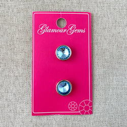 5205 - Glamour Gems - Shank Buttons - 13mm - Silver Blue Gem (ONLINE ORDER ONLY)