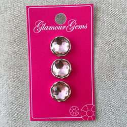 5231 - Glamour Gems - Shank Buttons - 16mm - Silver Pink Gem (ONLINE ORDER ONLY)