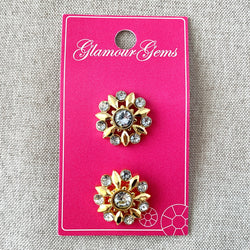 5202 Gold Flower Circle - Glamour Gems - Shank Button - 22mm - Gold Clear (ONLINE ORDER ONLY)