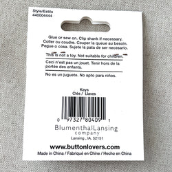 4444 Silver Key - Collectors Buttons - 1 Hole Shank Button - - Silver (ONLINE ORDER ONLY)