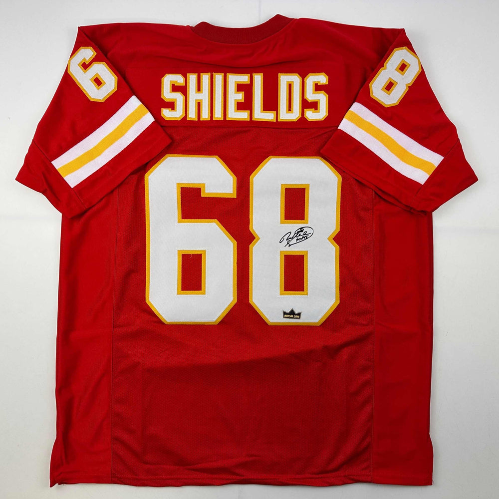 Facsimile Autographed Will Shields Kansas City Red Reprint Laser Auto Football Jersey Size Men's XL (ONLINE ORDER ONLY)
